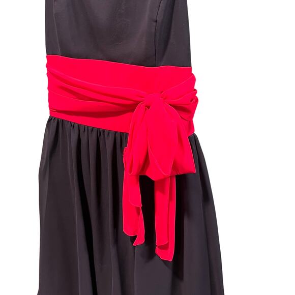 Alfred Angelo Black Red Sash Strapless Dress Size 12 Designer - Picture 3 of 6